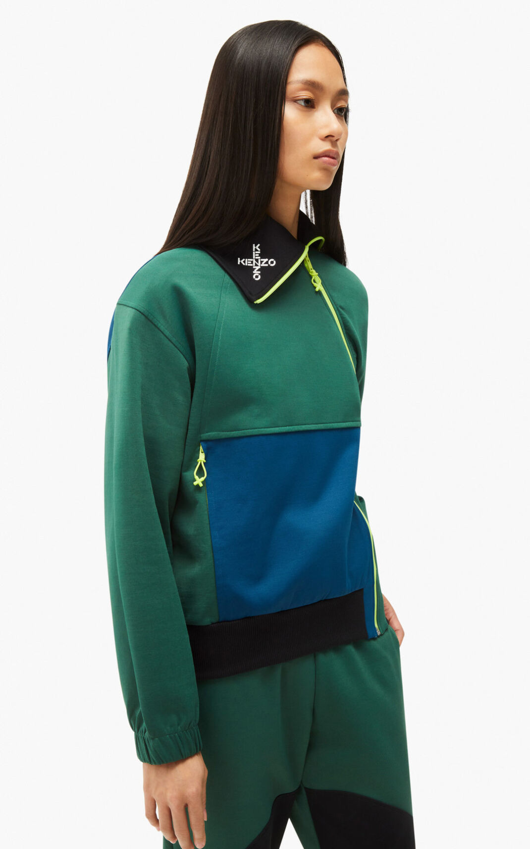 Sweat Kenzo Sport Zip Femme Vert Foncé | YQRL-87390